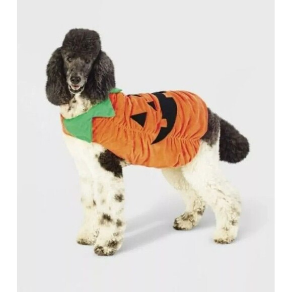 HYDE and EEK Dog Costume Size Medium  Orange Halloween Pumpkin Plush Adjustable - Picture 1 of 4